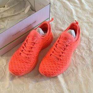 APL Women's TechLoom Knit Sneakers in Neon Coral